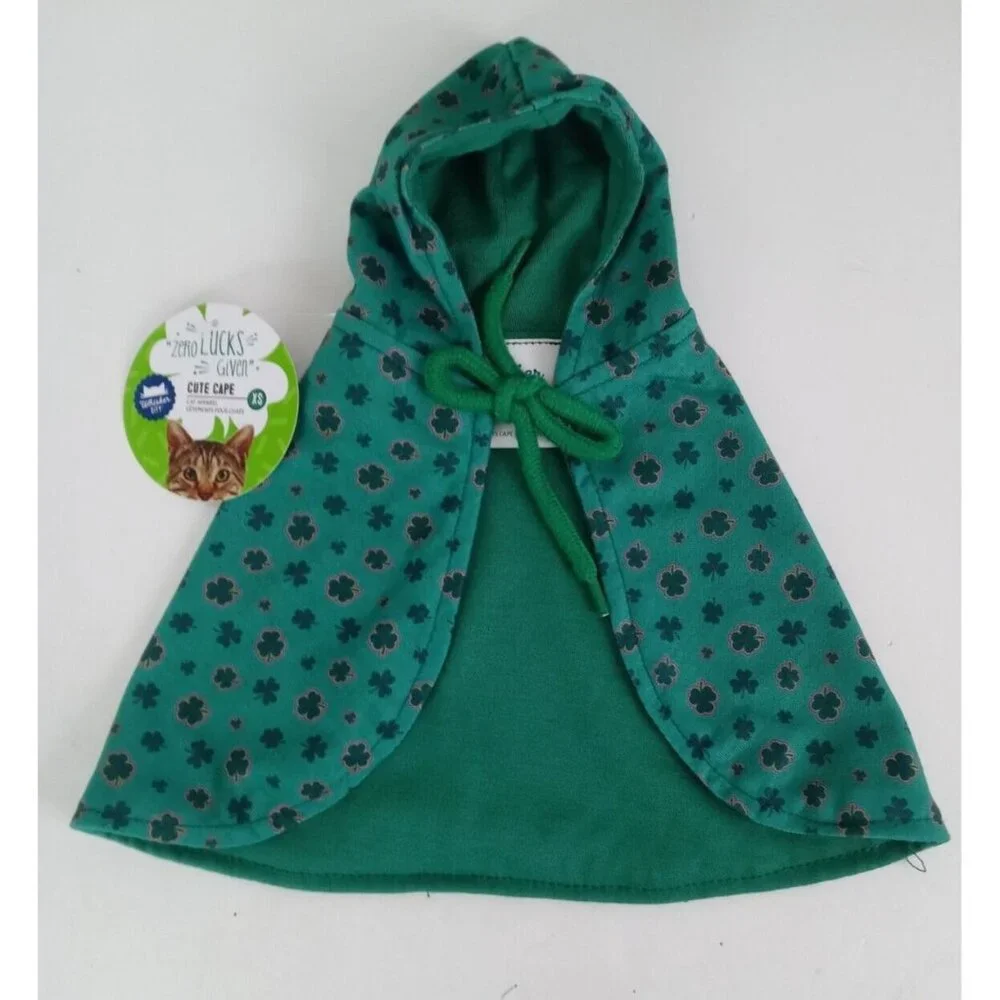 NWT Whisker City Cat Cape Green Shamrock Size XS